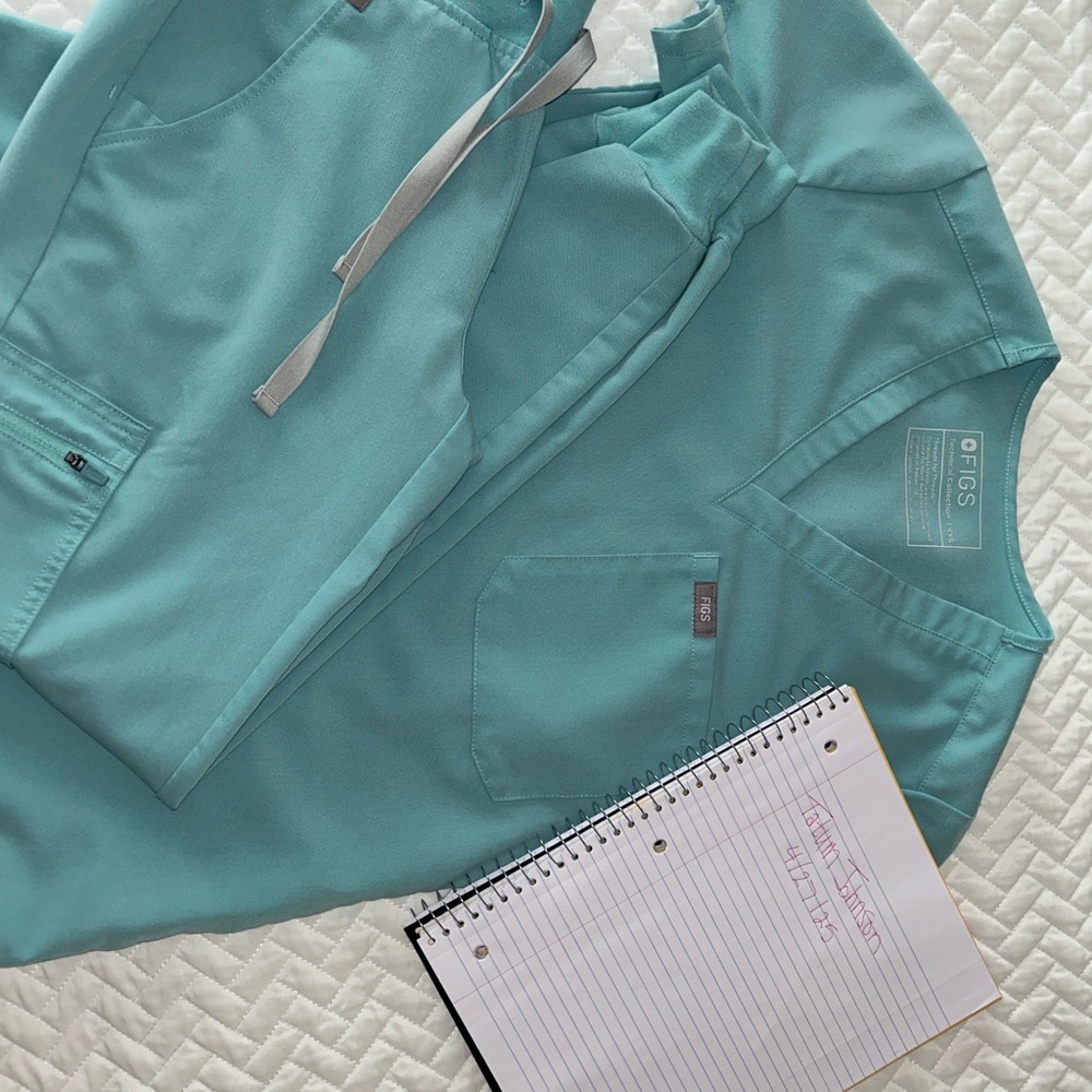 Figs Aqua Blue Scrub Set